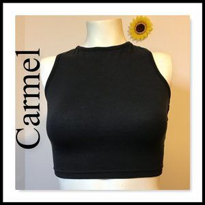 Carmel Black Crop Strap Strappy Back Top Size 6